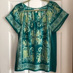 LOFT green boho top - size L